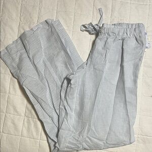 Cozy Striped Pajama Pants in Soft blue & white